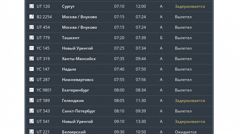 Четыре рейса не могут вовремя вылететь из тюменского аэропорта Рощино