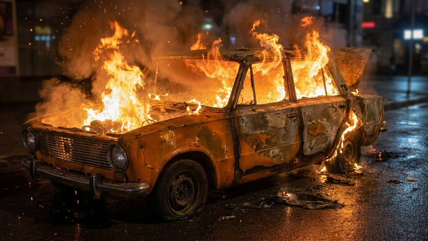 Пьяный школьник из Нижней Тавды чудом выбрался из горящего автомобиля после аварии